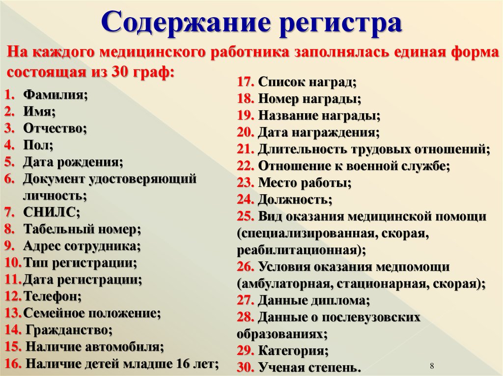 Список 17. Условное ID каждого медицинского работника. Имя, гражданство, Возраст, семейное положение, пол..