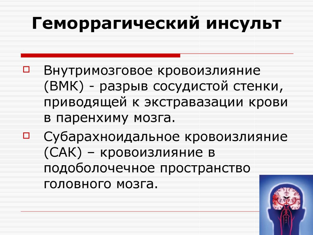 Геморрагический инсульт первые признаки