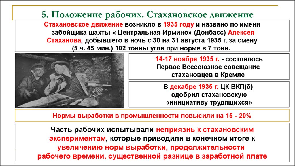 Положение о движении. Начало Стахановского движения. Итоги Стахановского движения. Стахановское движение 1935. Стахановское движение кратко.