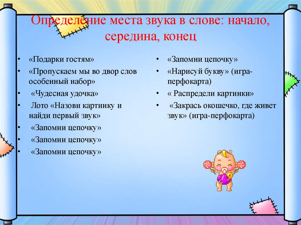 Начинать середина. Определение места в слоге. Определение звука в слове. Определение место о в слове. Начало середина конец.