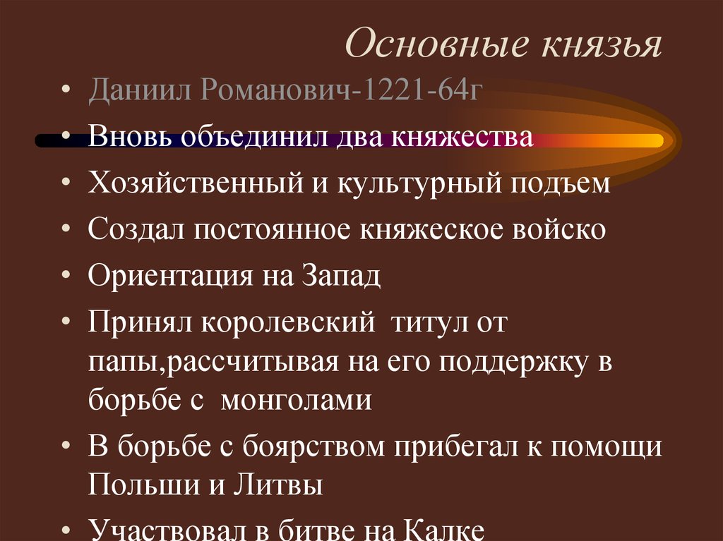 Основные князья