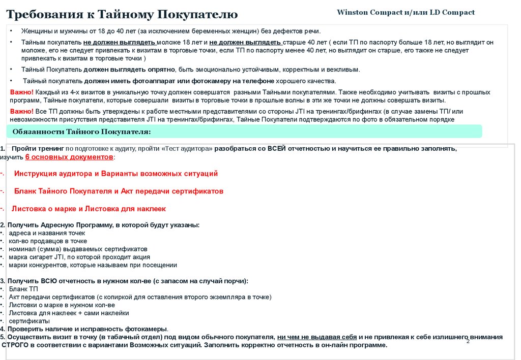 Анкета тайного покупателя образец