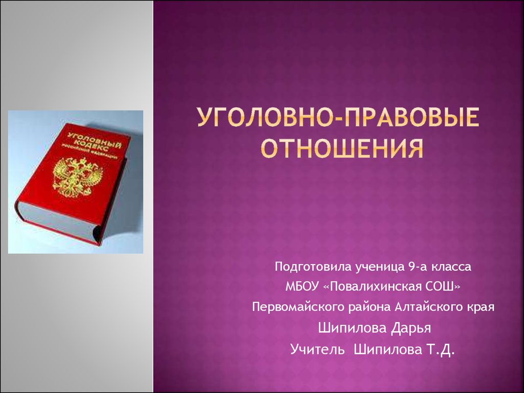 План урока уголовно правовые отношения 9 класс