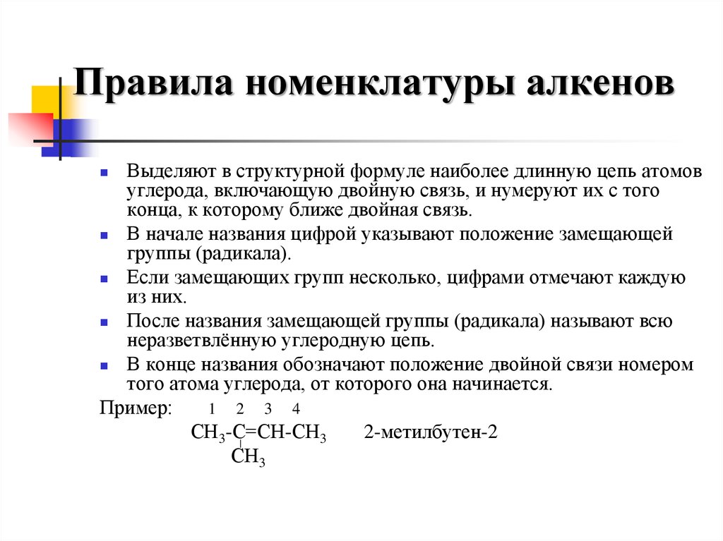 Алкены систематическая номенклатура