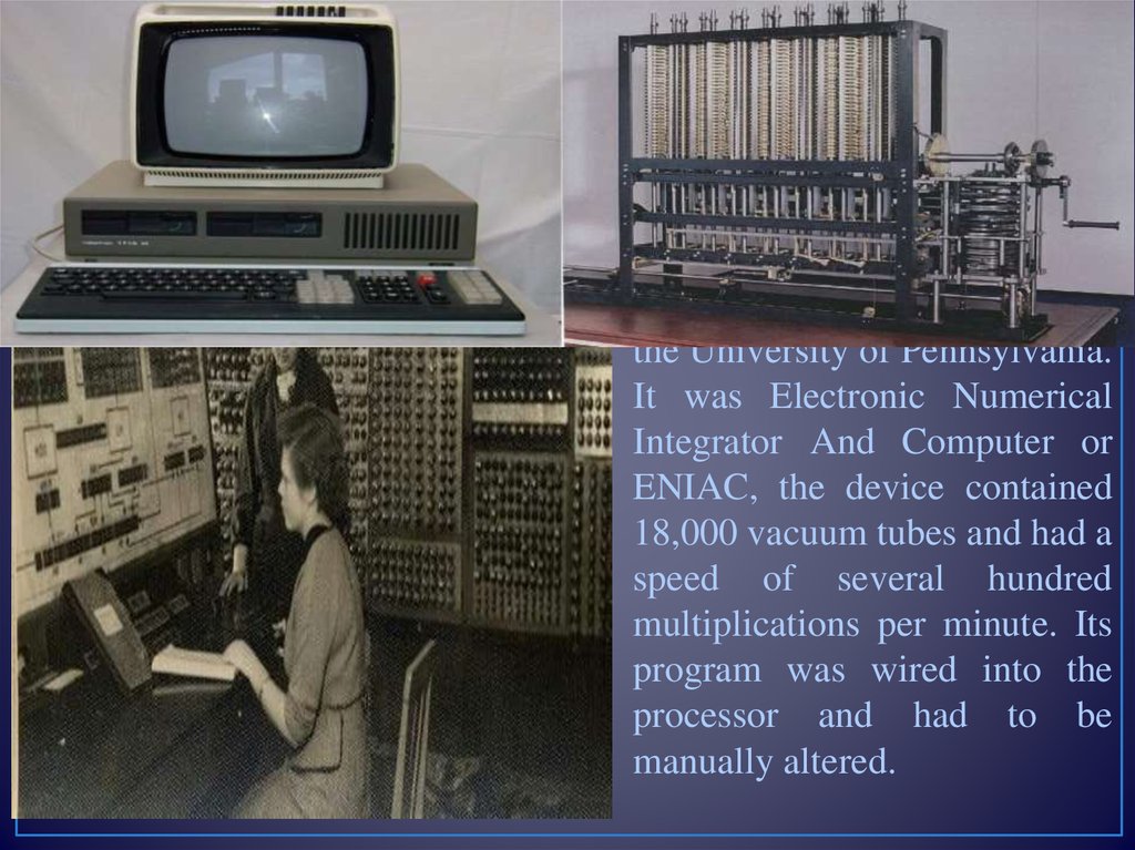 История через компьютер. Компьютер Electronic numerical Integrator and Computer. Архитектура компьютера Eniac. ЭВМ EDSAC, 1949 Г. Телеграф на компьютер.