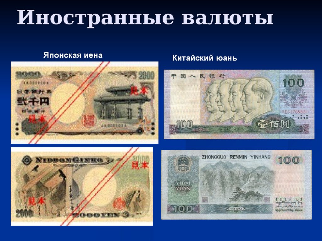 Примеры иностранной валюты
