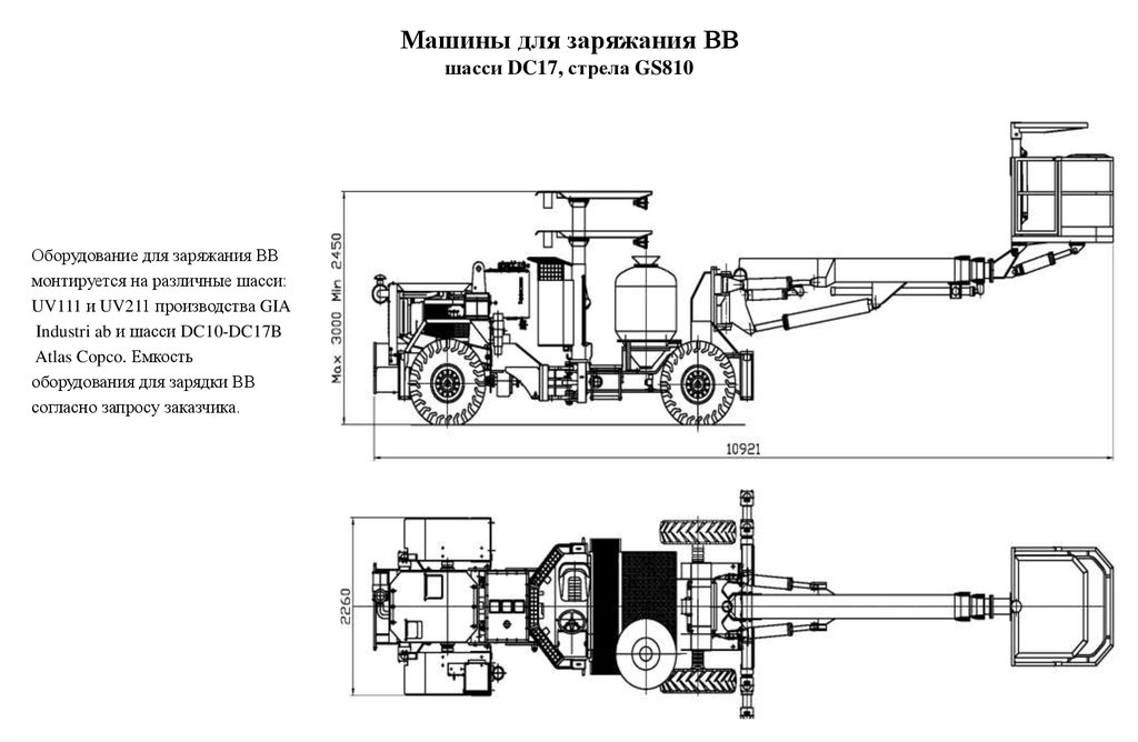 Машины для заряжания ВВ шасси DC17, стрела GS810
