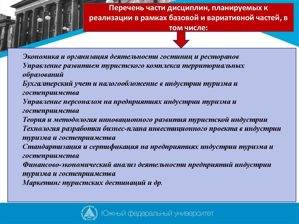 Перечень частей. Развитие туристской дестинации. Направления туристского проектирования. Части перечня. Проектирования деятельности предприятий туристской индустрии..