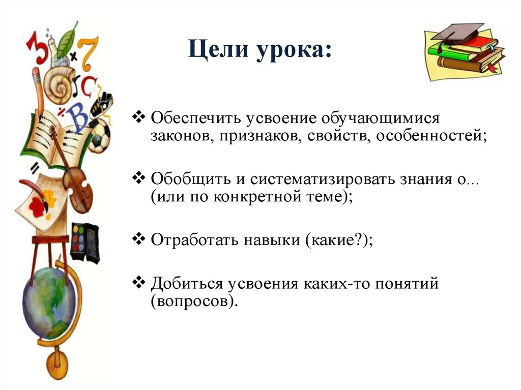 Цели урока русского языка