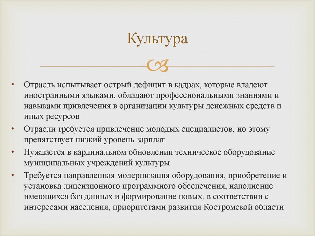 Основные проблемы в сфере Образование и культура в Костромской области - презентация онлайн