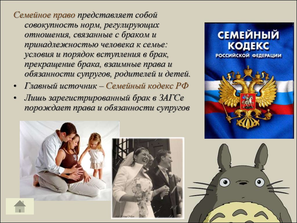 Какие отношения регулируются браком. Семейное право. Право представляет собой совокупность. Семейное право в современной России.