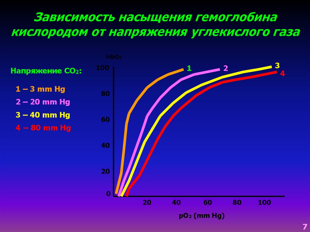 Схема насыщения крови кислородом