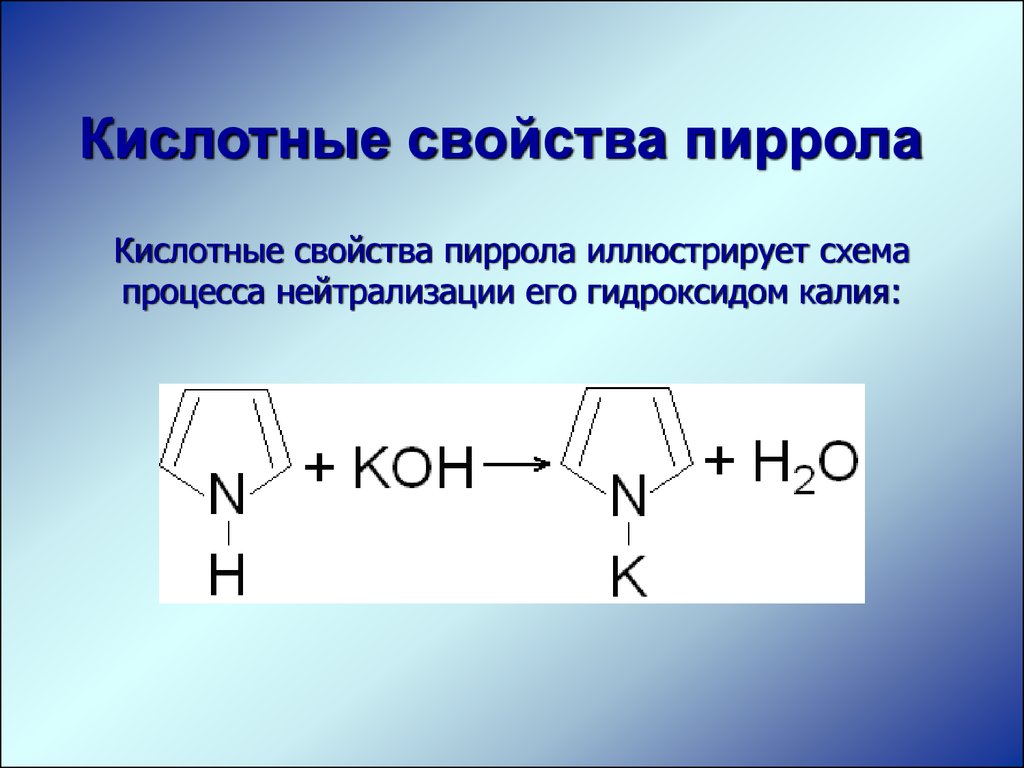 Соединение калия и кислоты. Алкилирование пиррола. Пиррол с соляной кислотой. Пиррол пиримидин. Кислотно-основные свойства пиррола.