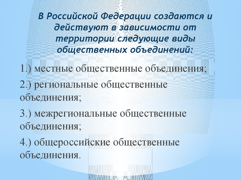 На территории российской федерации создаются. Виды общественных объединений в Российской Федерации. Общественные объединения действуют в Российской Федерации. Межрегиональные общественные объединения. Виды общественных объединений в РФ схема.