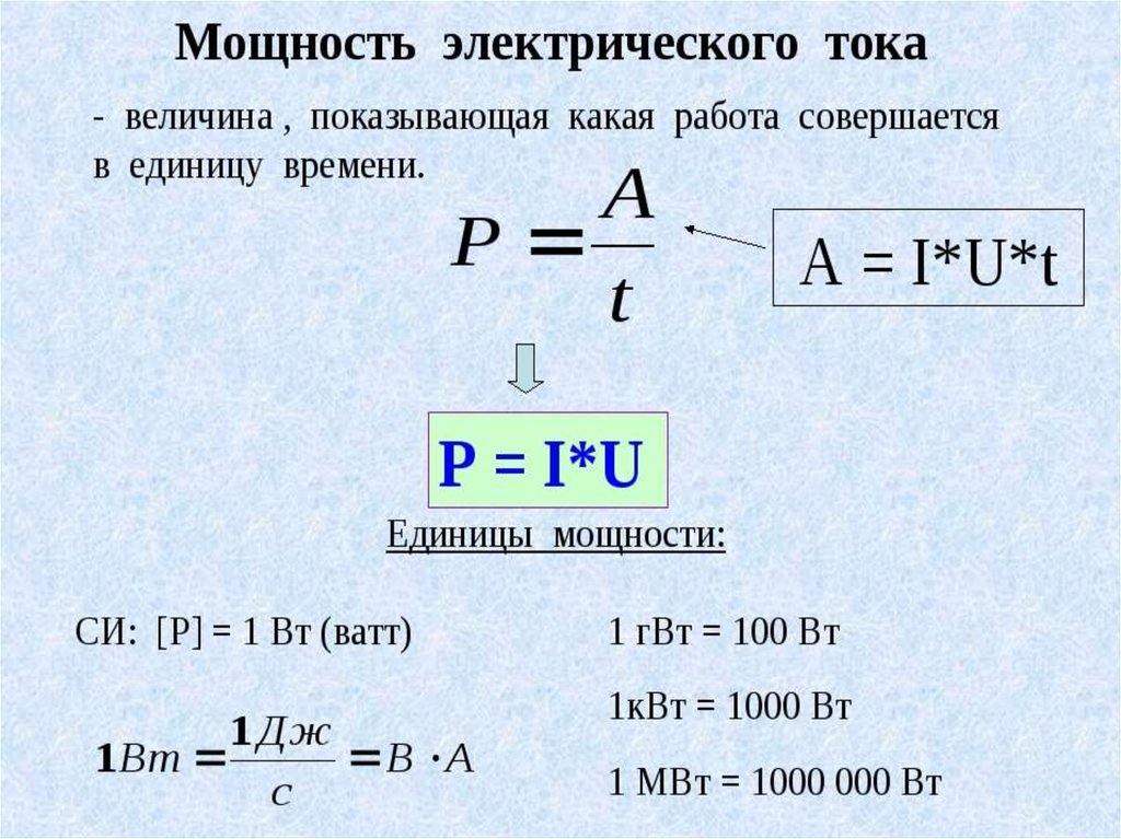 Формула работы в физике 8