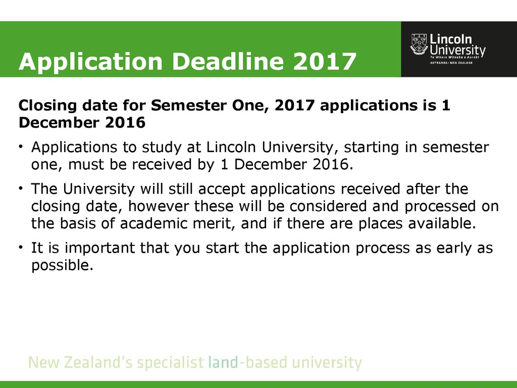 Application Deadline 2017