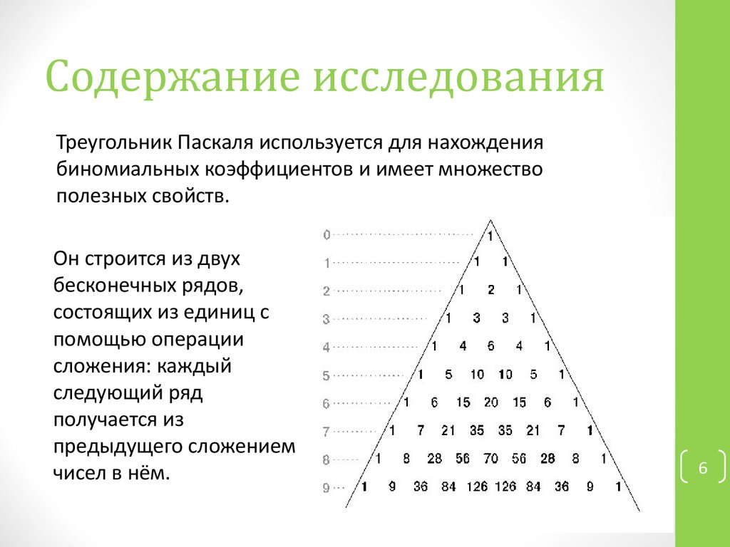 Треугольник паскаля проект