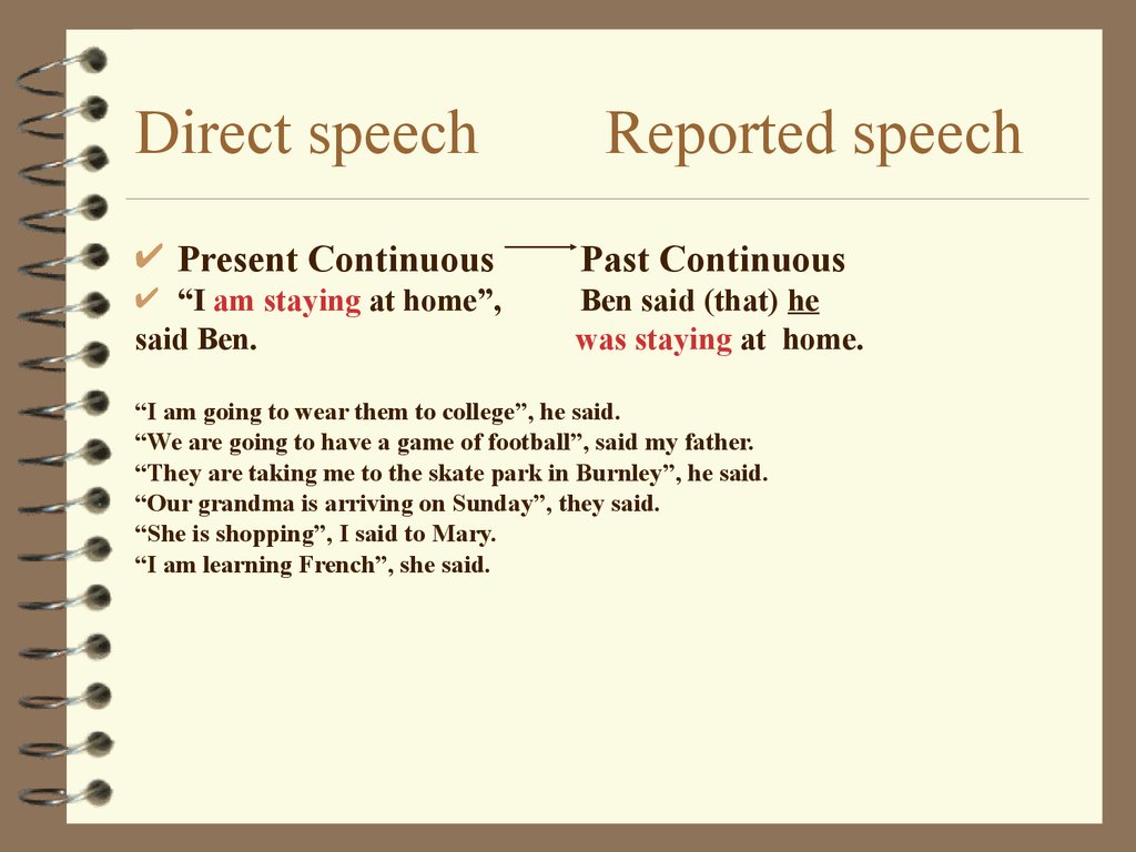 Direct speech Reported speech