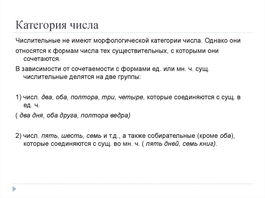 Числительные имеют. Категория числа у числительных. Морфологические категории числительных. Имеет категорию числа числительное. Морфологическая категория числа существительных..