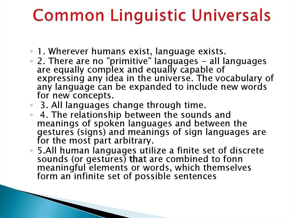 Linguistic universals - online presentation