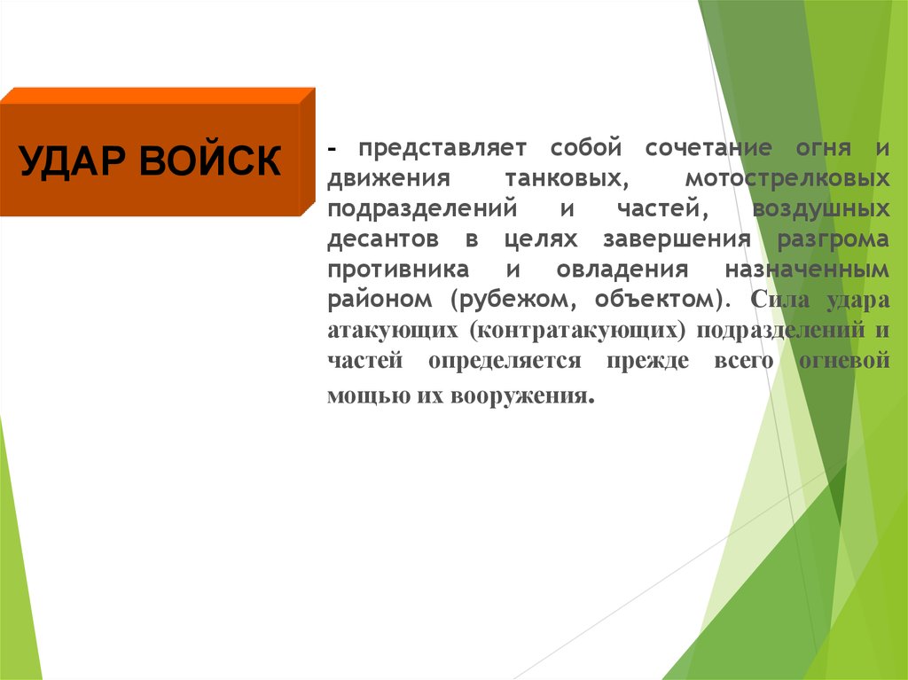 Представляет собой сочетание. Удар войсками представляет собой.