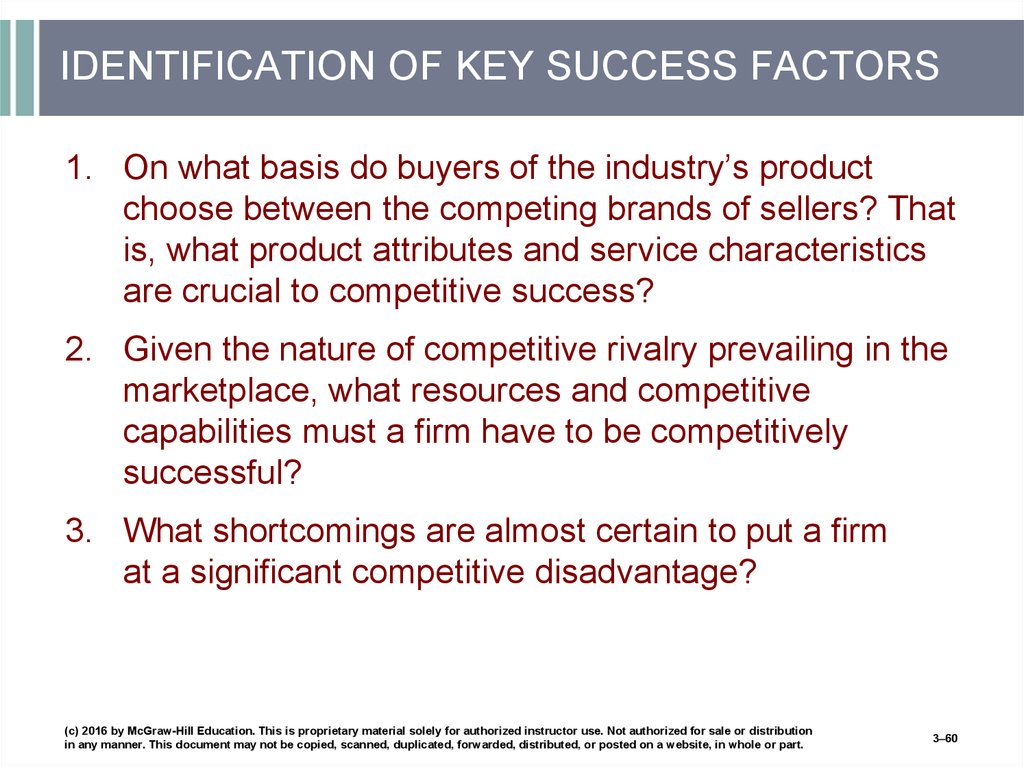 IDENTIFICATION OF KEY SUCCESS FACTORS