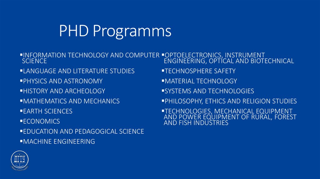 PHD Programms