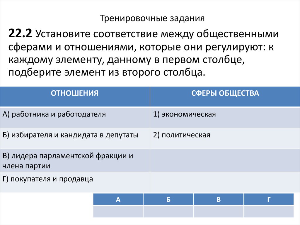 Установите соответствие между фактами и сферами жизни