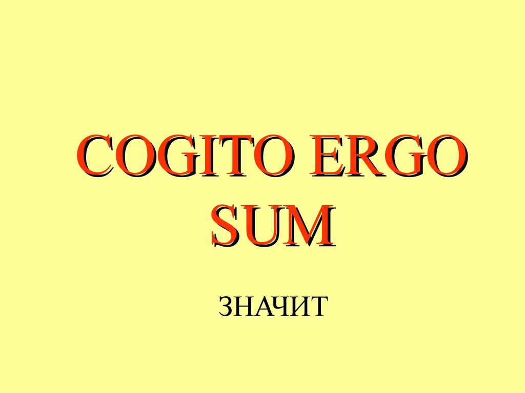 COGITO ERGO SUM