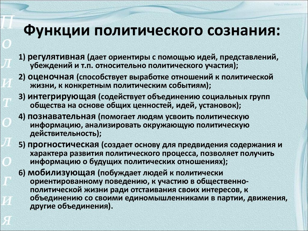 Какие функции политических. Функции политического сознания. Функцииполитическрго сознания. Функции политического поведения. Функции политического сознания с примерами.