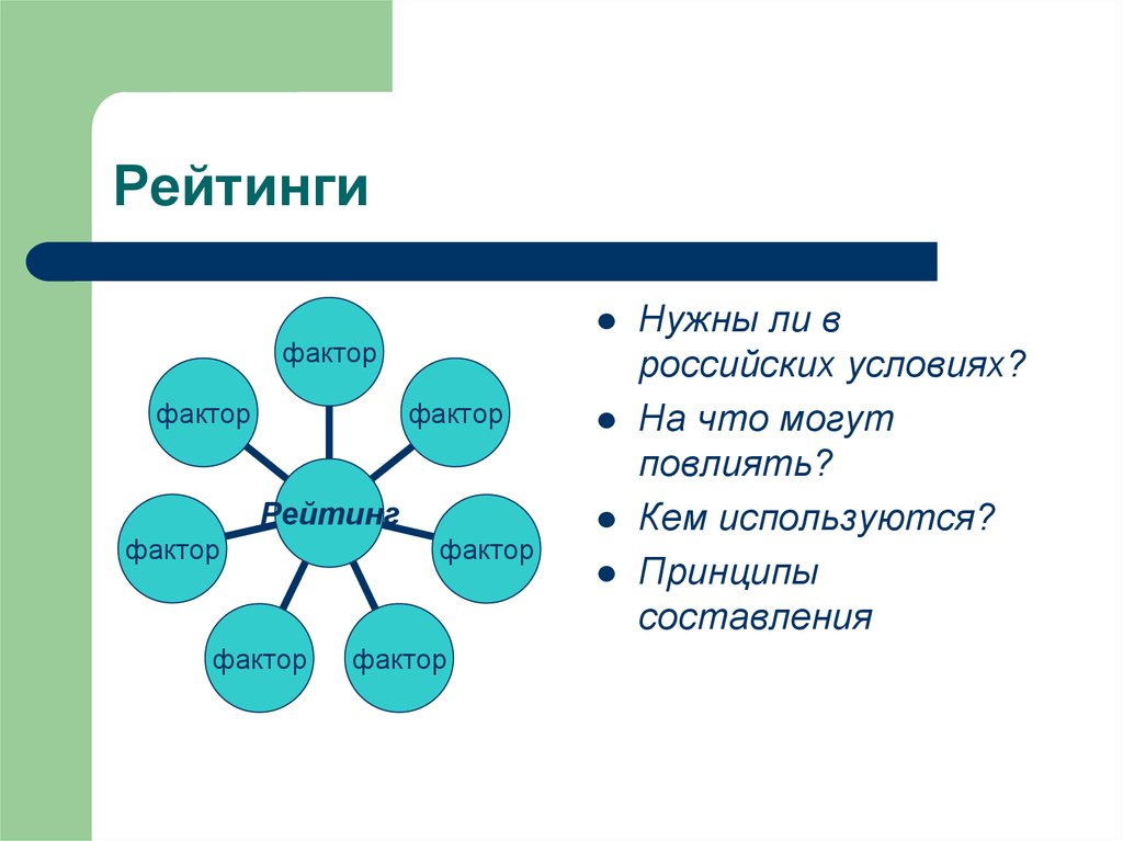 Русские условии. Фактор рейтинговая система. Факторы для рейтинговой модели.