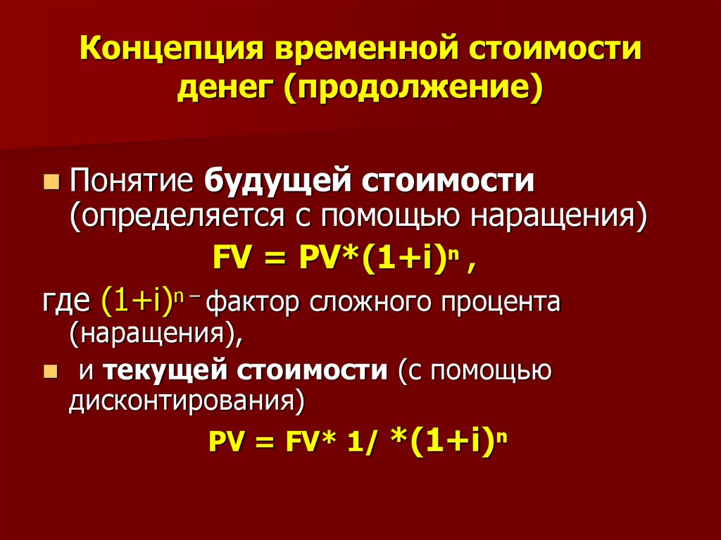 Концепция временной стоимости денег презентация