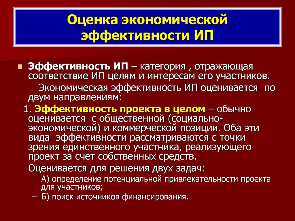 Экономическая эффективность и экономическая привлекательность проекта