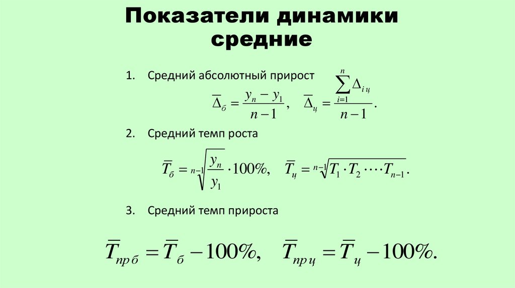 Определить показатели динамики