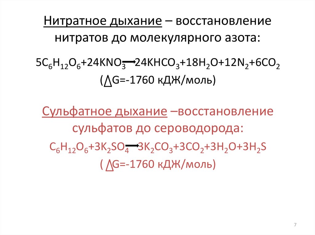 Молекулярное нитрат. Анаэробное дыхание:Сульфатное нитратное. Восстановление нитратов до молекулярного азота. Нитратное дыхание. Нитратное дыхание микроорганизмов.