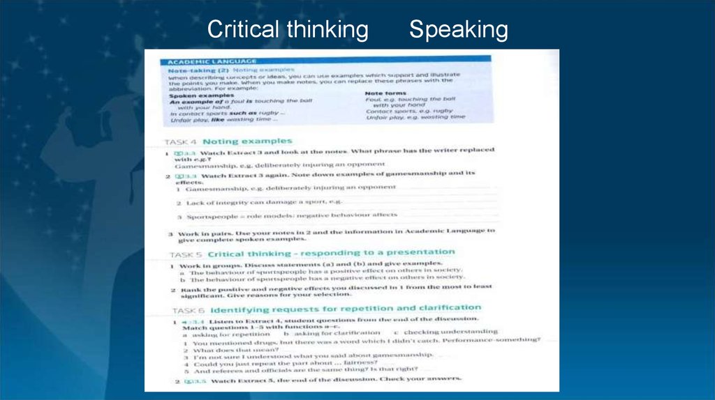 Critical thinking Speaking