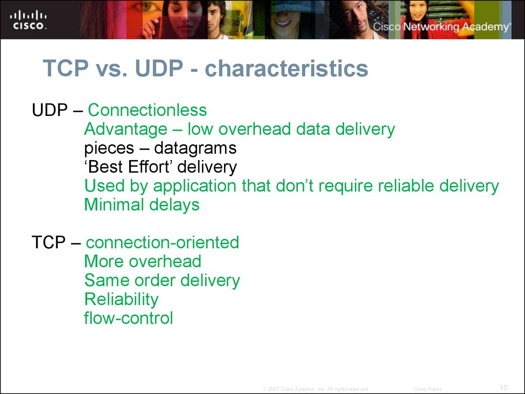 TCP vs. UDP - characteristics