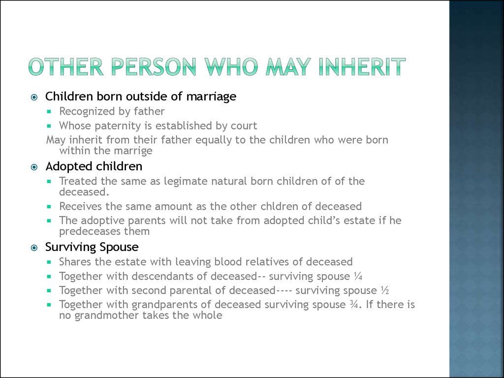 Other person who may INHERIT