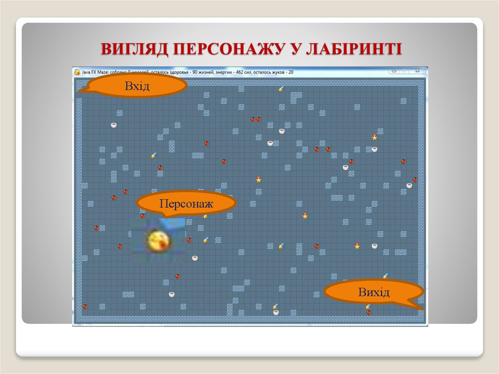 ВИГЛЯД ПЕРСОНАЖУ У ЛАБІРИНТІ