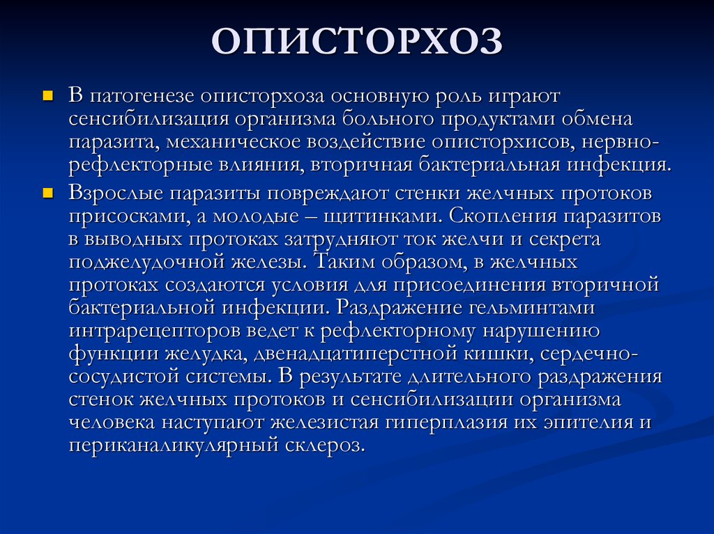 Описторхоз лечение. Описторхоз патогенез.