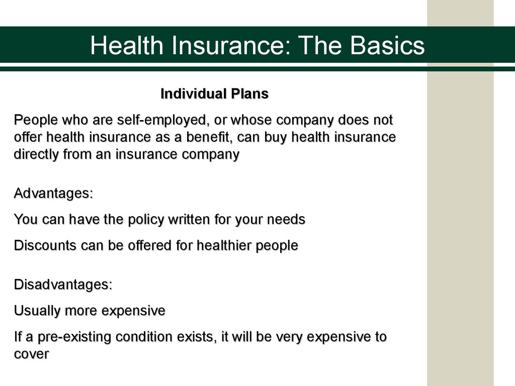 Health insurance. The basics - презентация онлайн