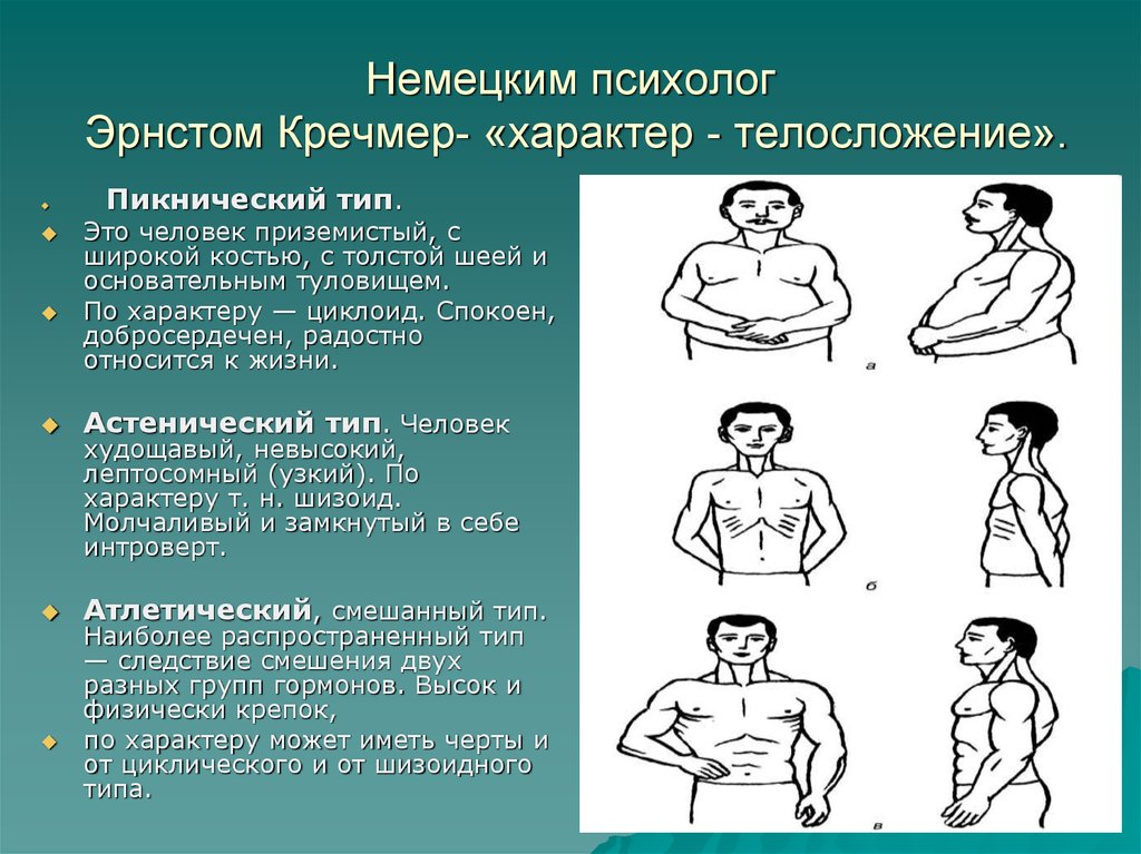 Как согласно типологии э кречмера называется тип строения тела человека на рисунке ниже