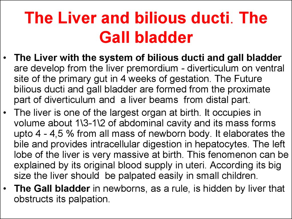 The Liver and bilious ducti. The Gall bladder