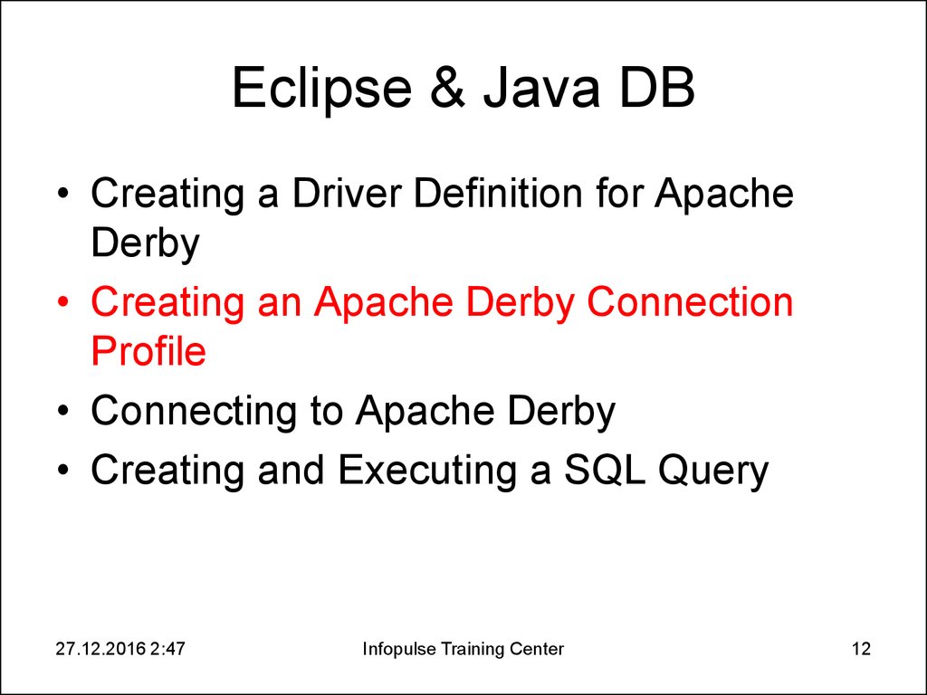 Eclipse & Java DB