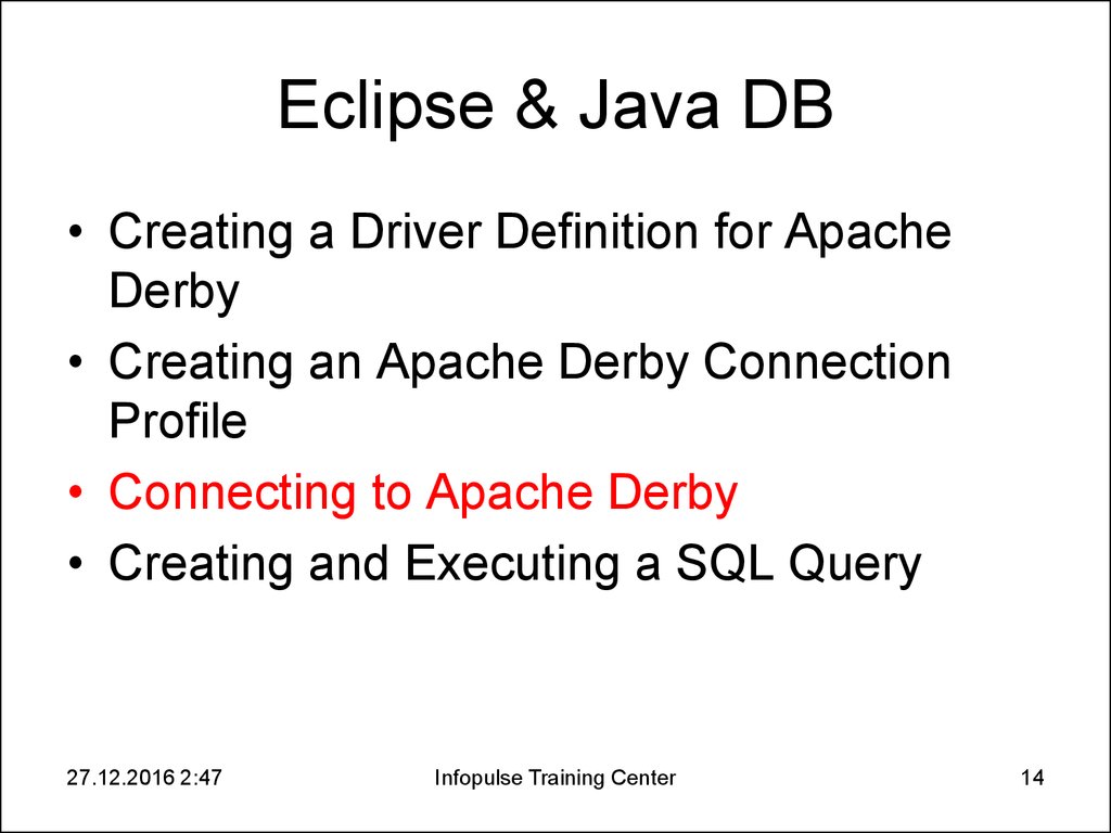Eclipse & Java DB