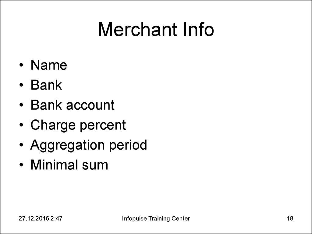 Merchant Info