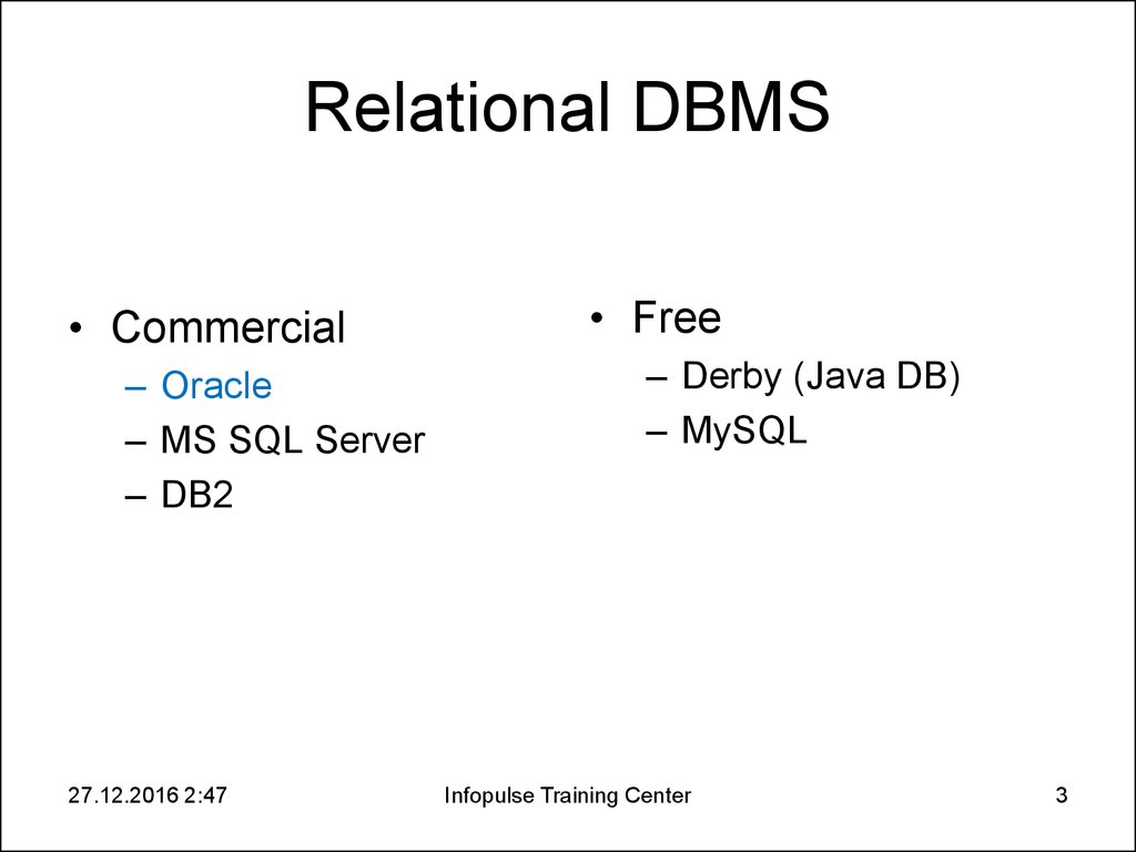 Relational DBMS