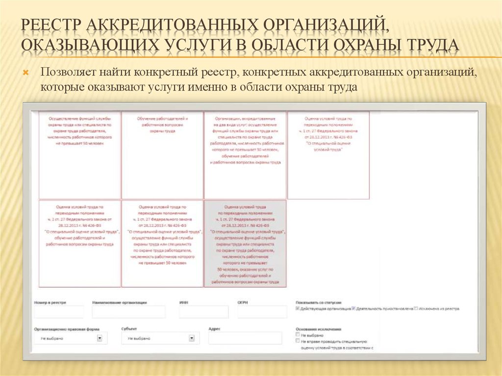 Реестр обученных по охране труда. Аккредитация организаций оказывающих услуги в области охраны труда. Организации, оказывающие услуги в области охраны труда. Реестр аккредитованных организаций по охране труда. Образец заявления на аккредитацию по охране труда.