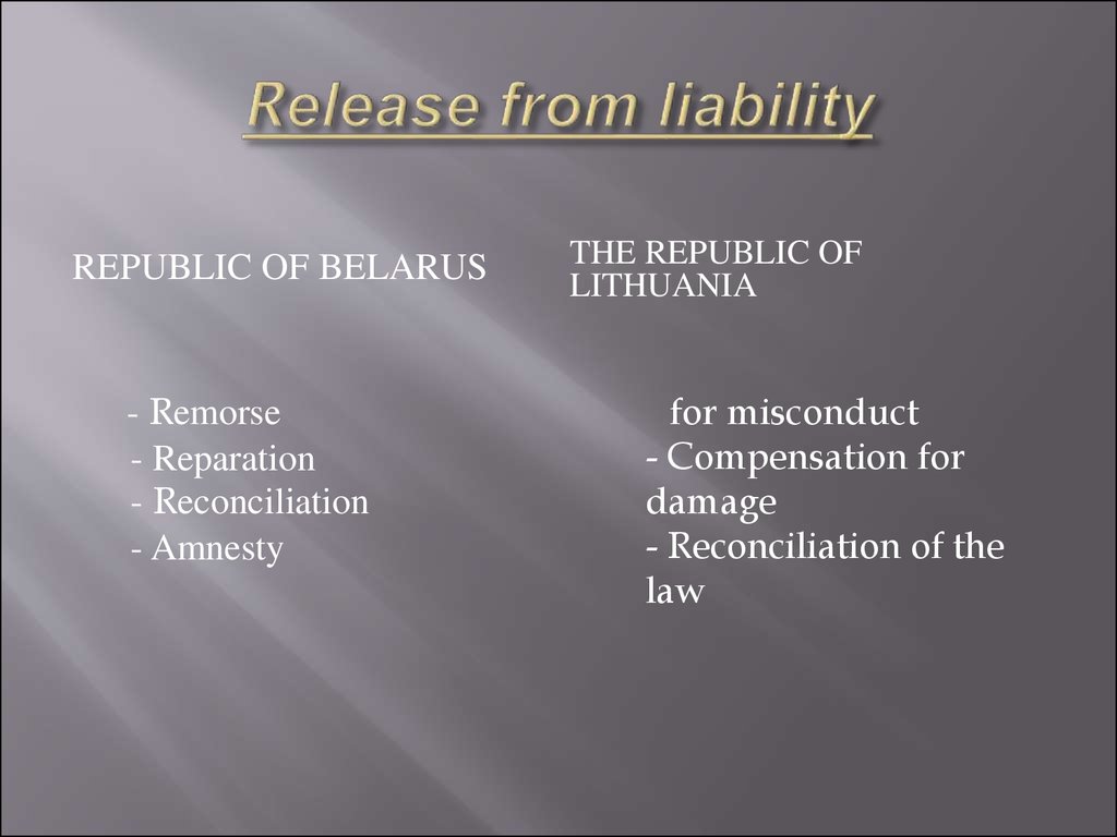 Release from liability