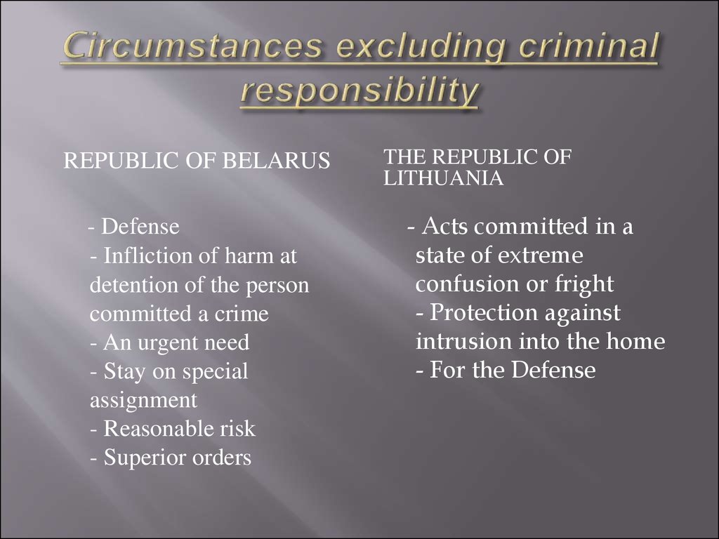 Circumstances excluding criminal responsibility